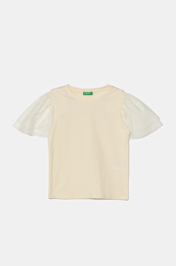 Детска тениска United Colors of Benetton еластичен бежов 3Q8DC10LW.G.Seasonal