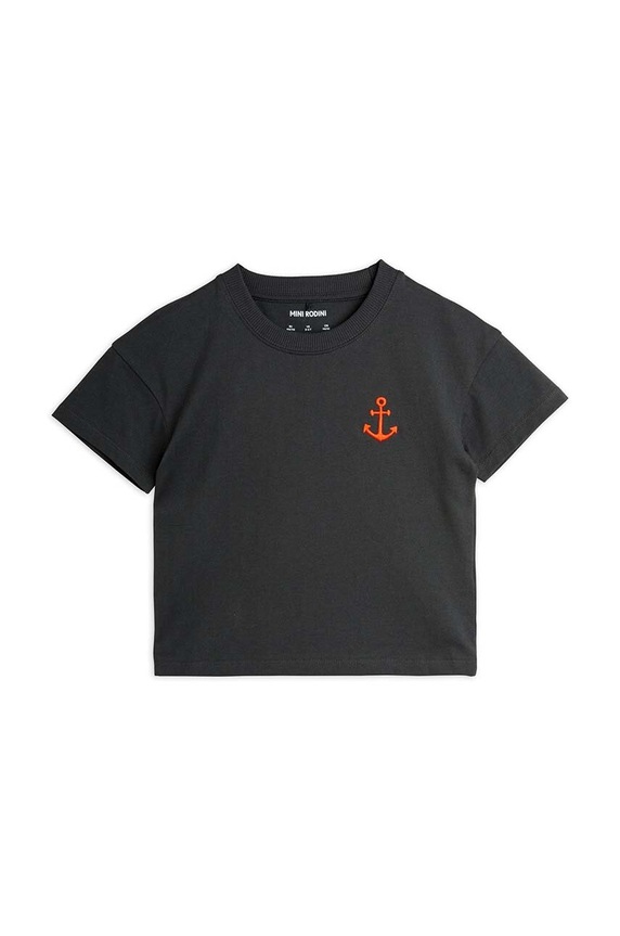Mini Rodini tricou de bumbac pentru copii Anchor 2462011999 negru AW24