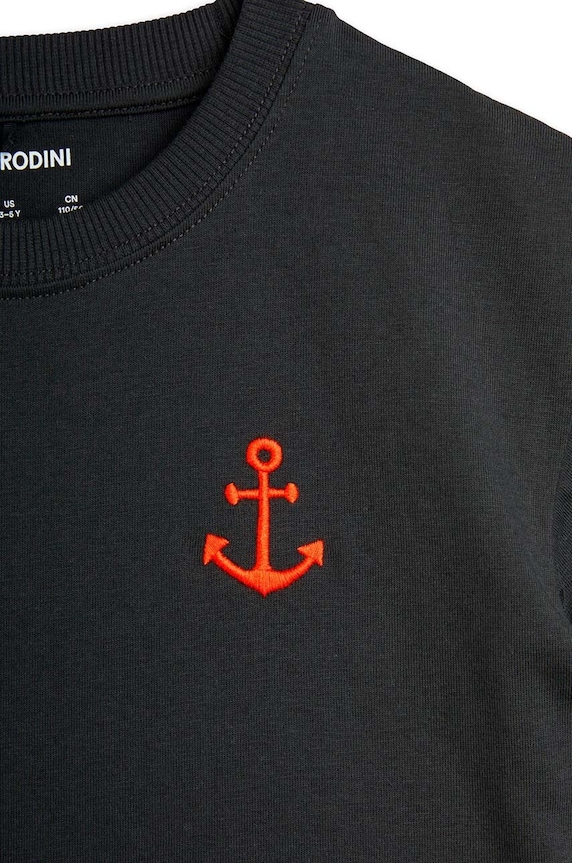 Mini Rodini tricou de bumbac pentru copii Anchor negru 2462011999