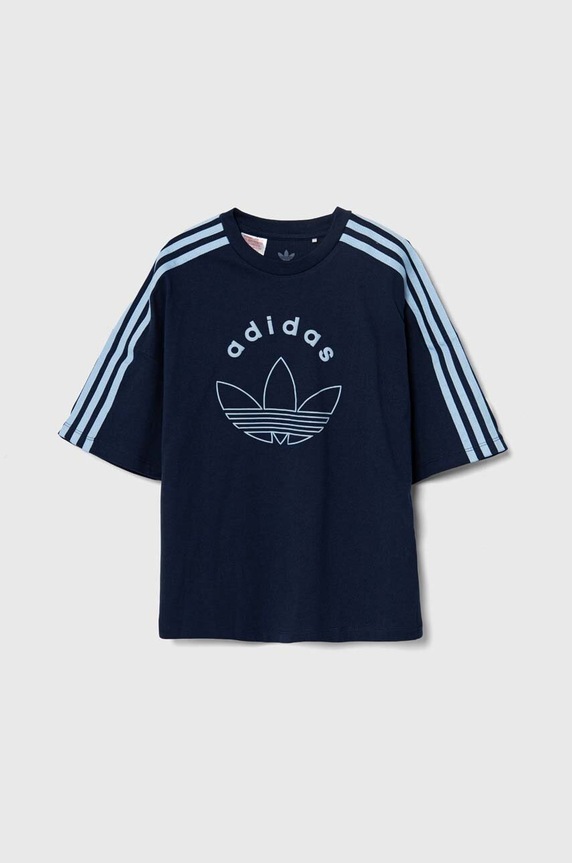 Дитяча бавовняна футболка adidas Originals IZ4549 темно-синій AW24