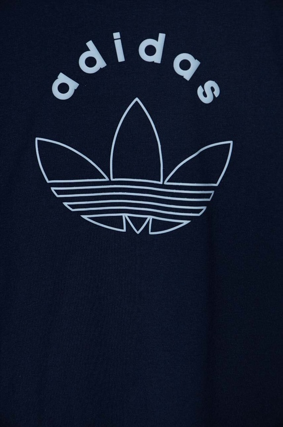 Дитяча бавовняна футболка adidas Originals темно-синій IZ4549