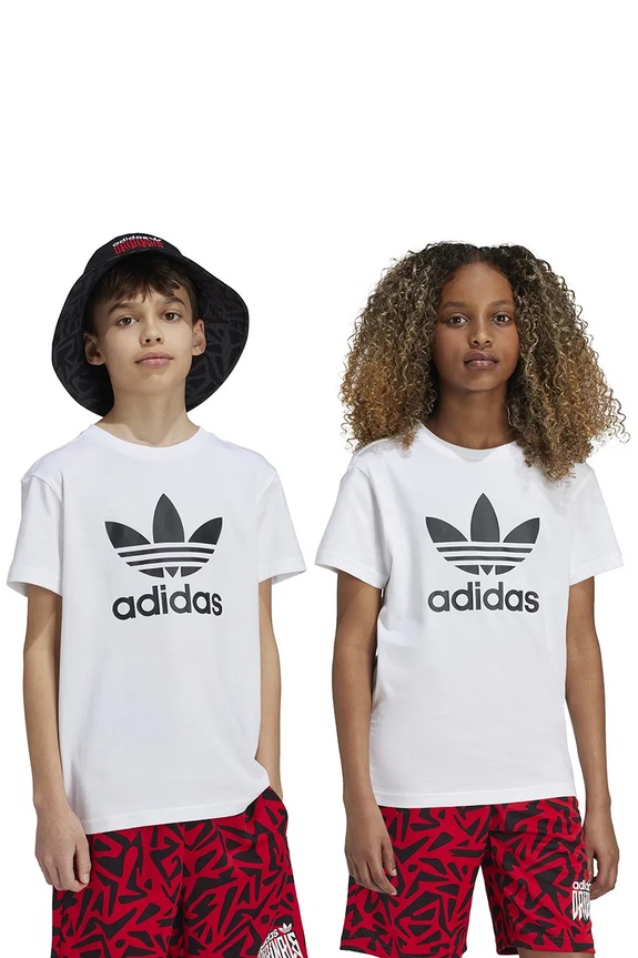 Дитяча бавовняна футболка adidas Originals TREFOIL TEE бавовна білий JE0516