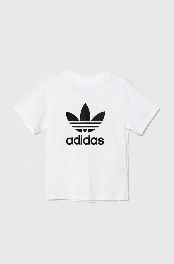 Дитяча бавовняна футболка adidas Originals TREFOIL TEE JE0516 білий AW24