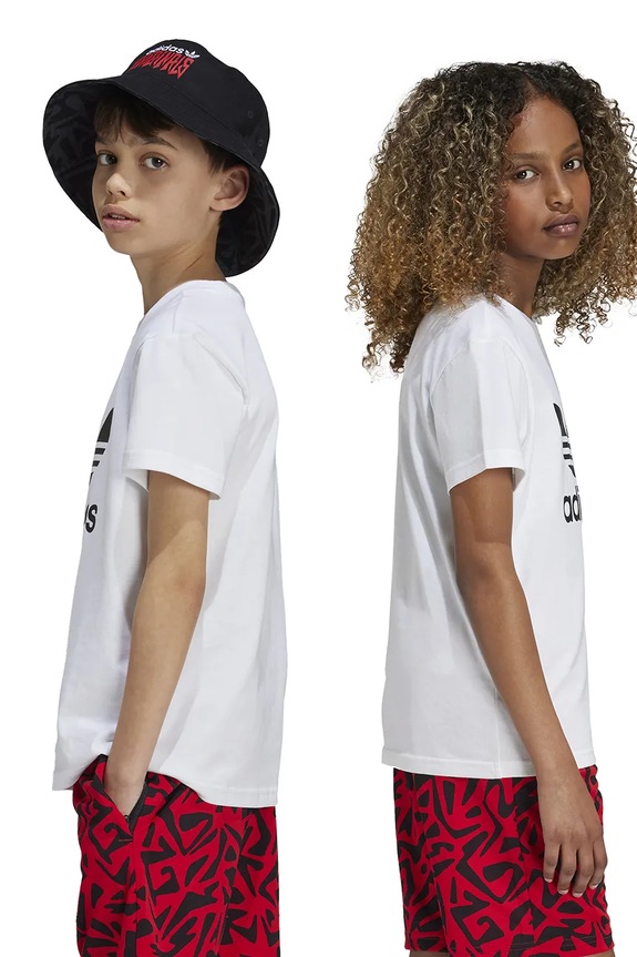 Дитяча бавовняна футболка adidas Originals TREFOIL TEE JE0516 білий