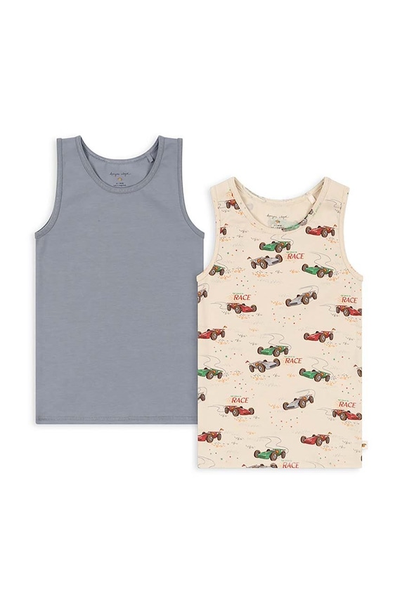 Konges Sløjd top copii BASIC 2 PACK TANKTOP GOTS 2-pack cu modele bej KS101410