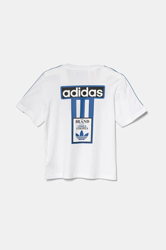 Момче Детска памучна тениска adidas Originals TEE IW6010 бял