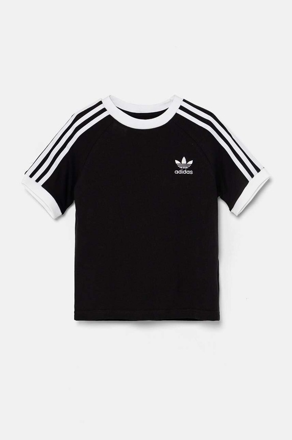 Dětské bavlněné tričko adidas Originals 3STRIPES TEE IX7626 černá AW24