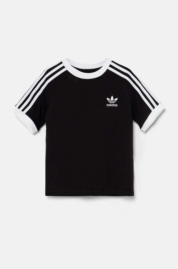 Dětské bavlněné tričko adidas Originals 3STRIPES TEE IX7626 černá AW24