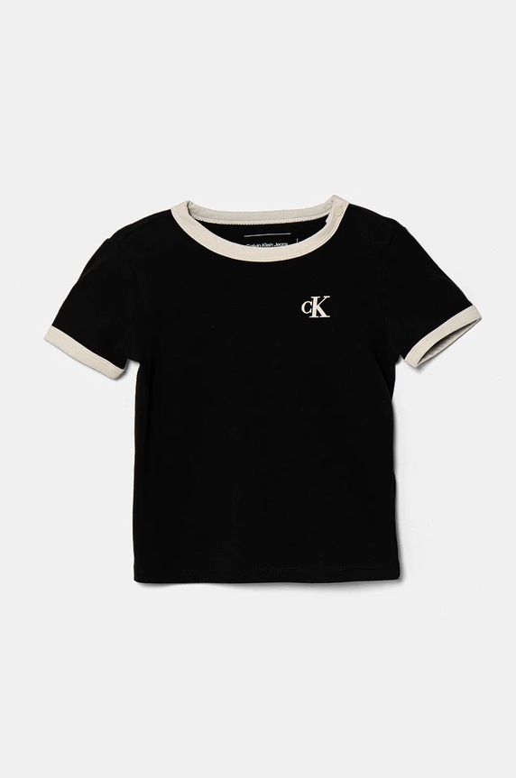 Kojenecké tričko Calvin Klein Jeans s elastanem černá IN0IN00282.9BYH