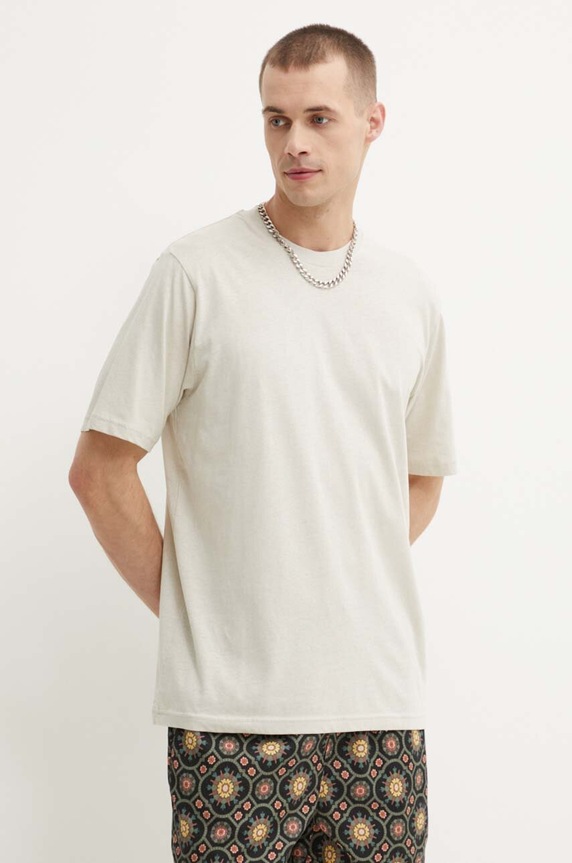 Samsoe Samsoe tricou din amestec de in SAADRIAN uni bej M24100073