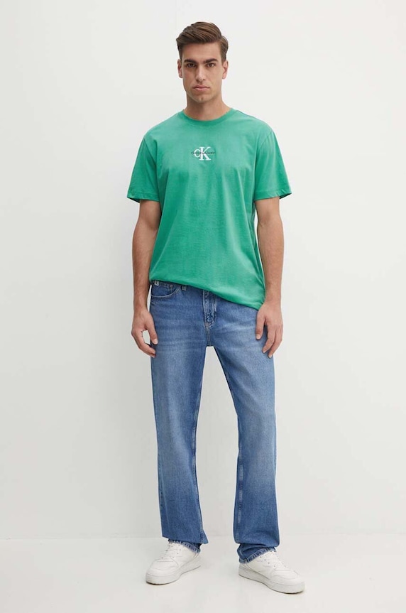Bavlnené tričko Calvin Klein Jeans J30J325649 zelená SS25