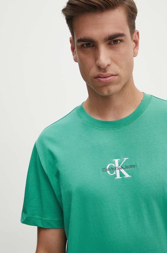 Bavlnené tričko Calvin Klein Jeans zelená J30J325649