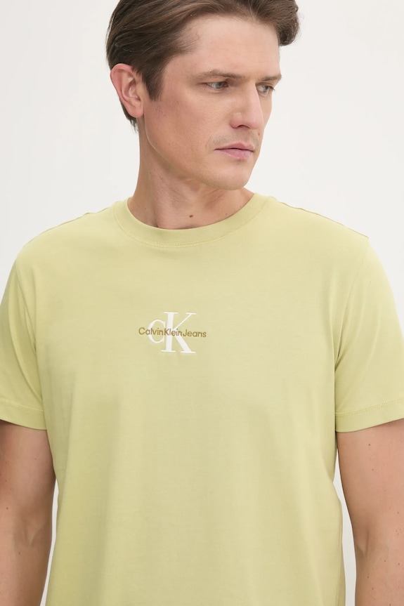 Bavlněné tričko Calvin Klein Jeans zelená J30J325649