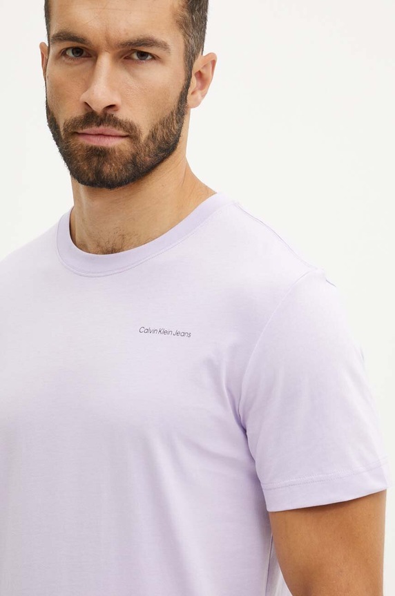 Βαμβακερό μπλουζάκι Calvin Klein Jeans βαμβάκι μωβ J30J325679
