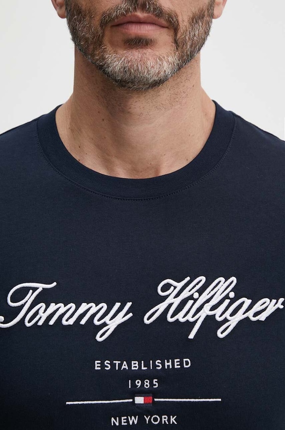 Tommy Hilfiger t-shirt bawełniany granatowy MW0MW33691