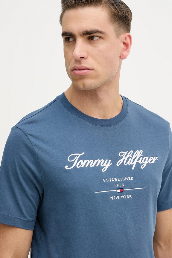 Bavlnené tričko Tommy Hilfiger modrá MW0MW33691