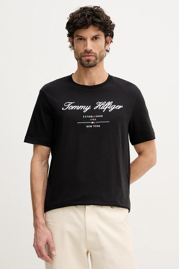 Tommy Hilfiger tricou din bumbac imprimeu negru MW0MW33691