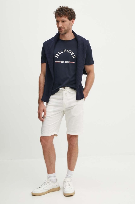 Bavlnené tričko Tommy Hilfiger MW0MW35466 tmavomodrá NC24