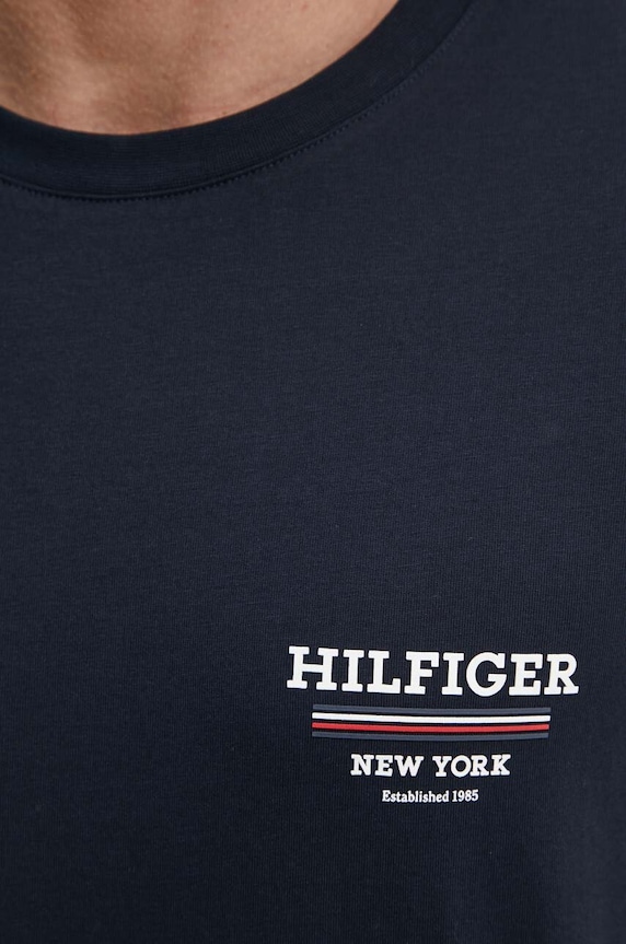 Tommy Hilfiger pamut póló sötétkék MW0MW36208