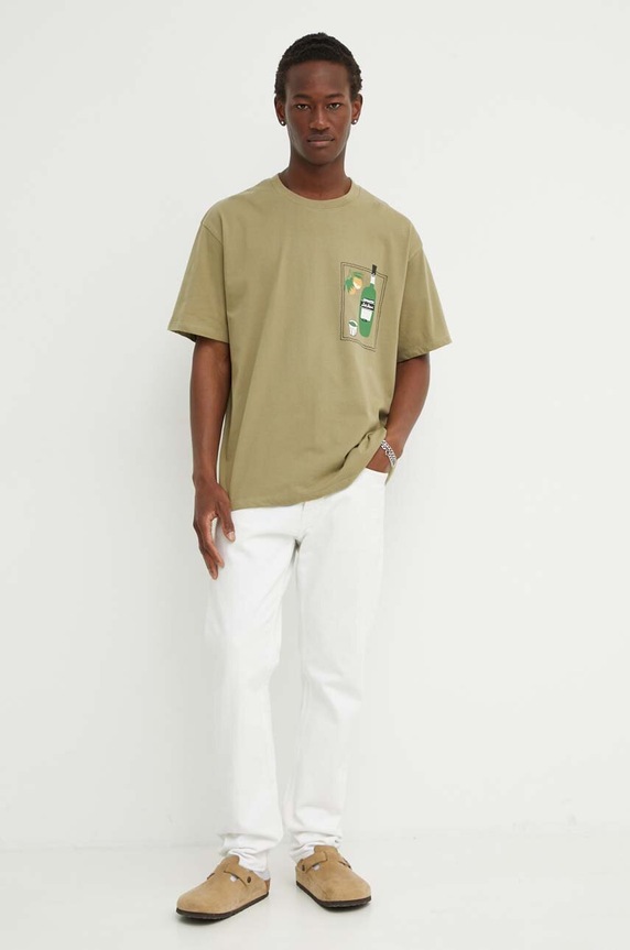 Les Deux t-shirt bawełniany LDM101174 zielony AW24
