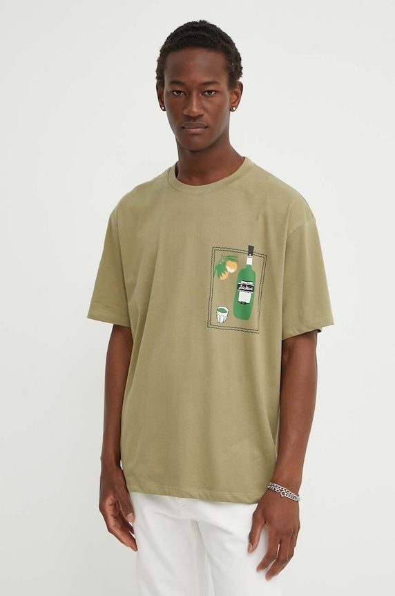 Les Deux t-shirt bawełniany zielony LDM101174