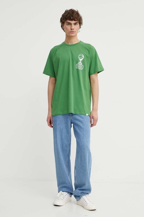 Bavlněné tričko Les Deux LDM101182 zelená AW24