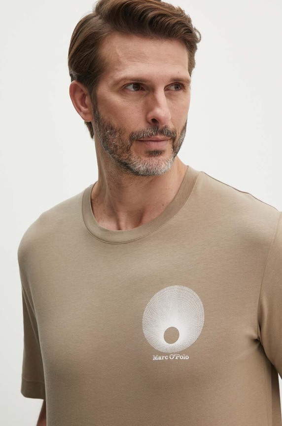 Marc O'Polo t-shirt in cotone sovrastampa beige 426201251468