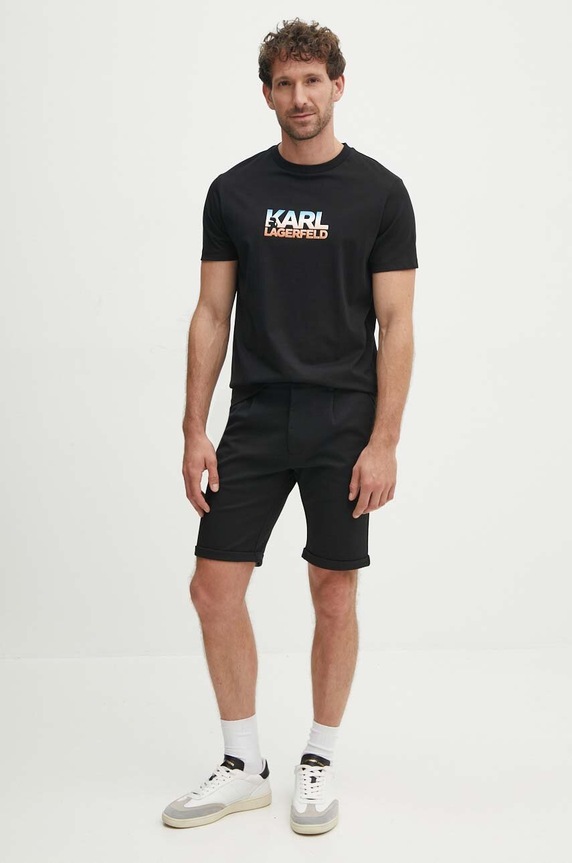 Karl Lagerfeld pamut póló 543225.755404 fekete AW24