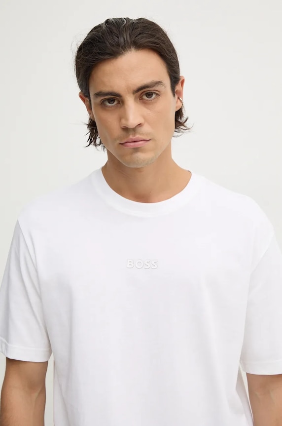 BOSS Green tricou bărbați de bumbac Tee 10 bej 50519368