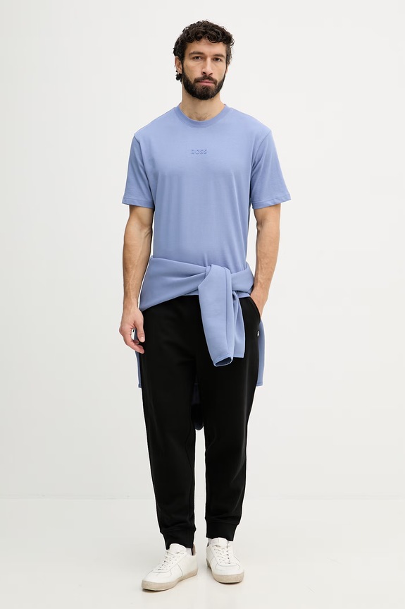 BOSS Green tricou bărbătesc din bumbac Tee 10 50519368 albastru SS26