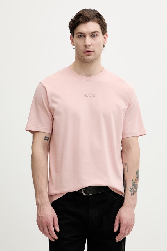 BOSS Green T-shirt męski bawełniany Tee 10 różowy 50519368