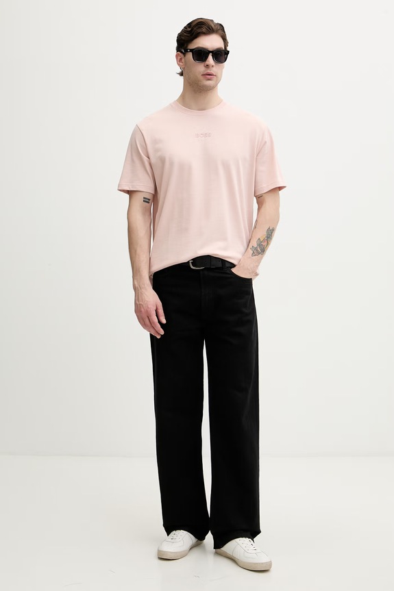 BOSS Green T-shirt męski bawełniany Tee 10 50519368 różowy SS26