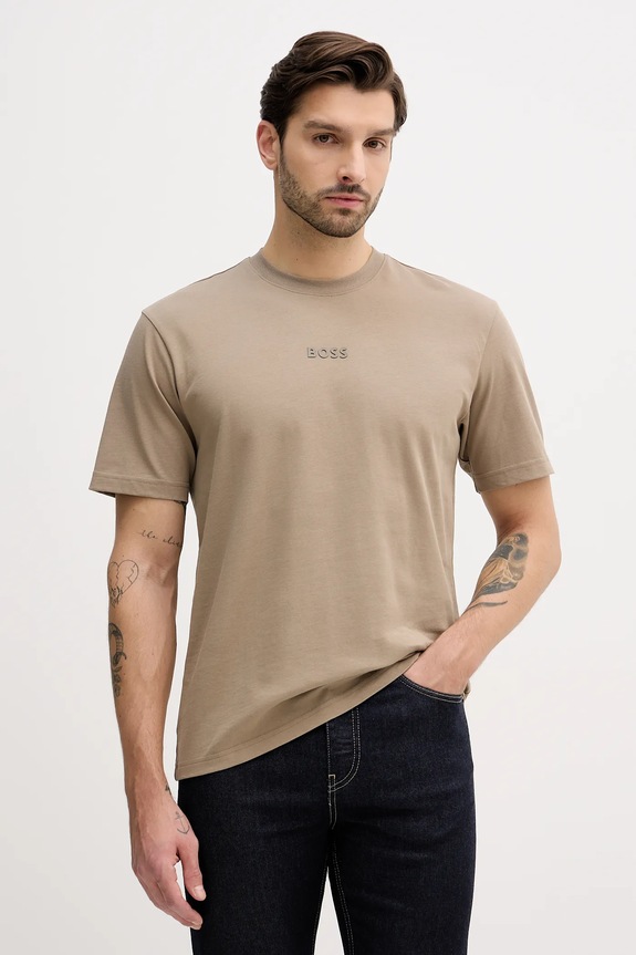 BOSS Green tricou bărbați bumbac Tee 10 bej 50519368