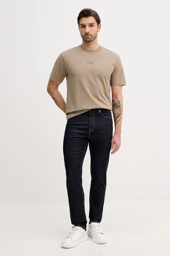 BOSS Green tricou bărbați bumbac Tee 10 50519368 bej SS26