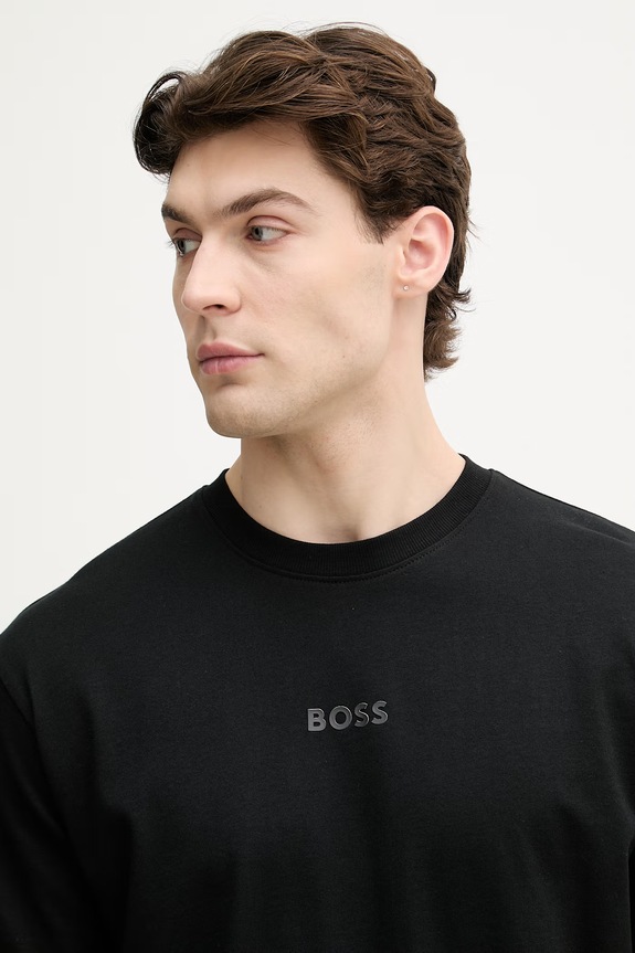 BOSS Green tričko pánske bavlnené Tee 10 čierna 50519368