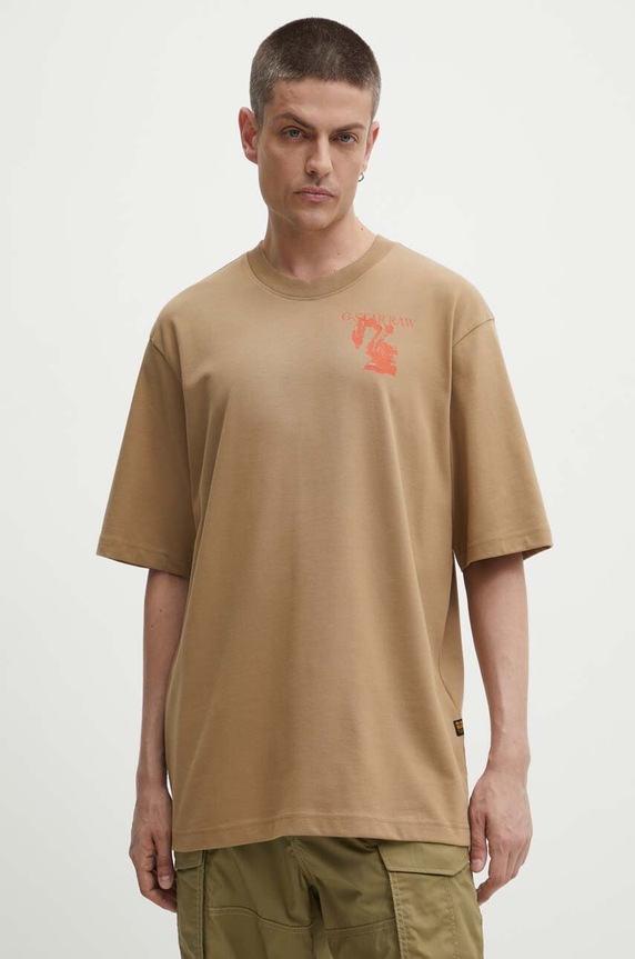 Ruházat G-Star pamut póló D24691.C784 bézs