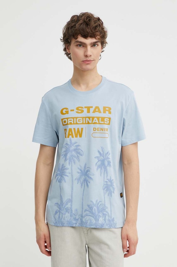 G-Star pamut póló pamut kék D24681.336