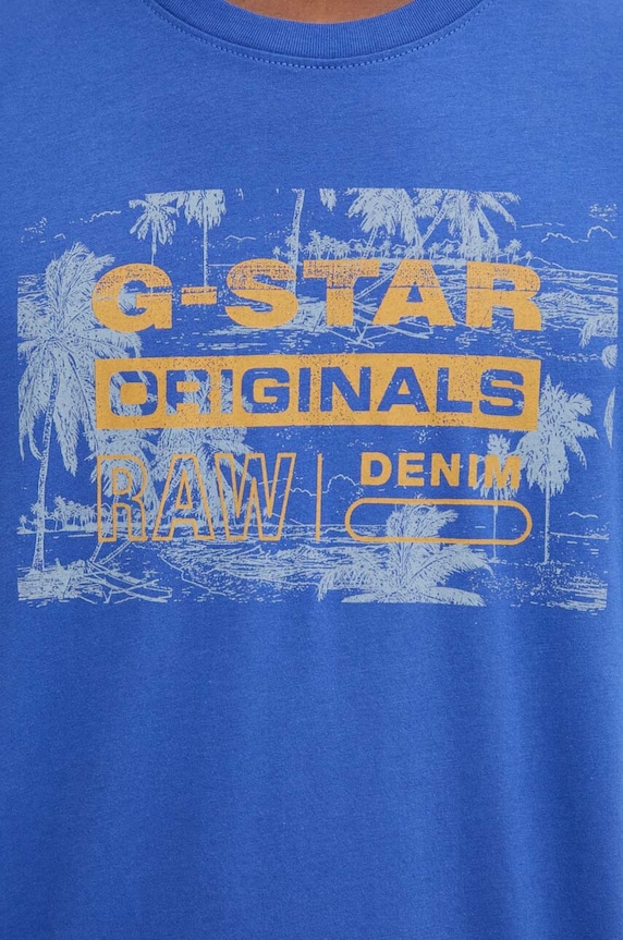 Βαμβακερό μπλουζάκι G-Star D24682.C506 μπλε