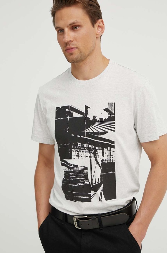 G-Star t-shirt bawełniany D24686.336 szary AW24