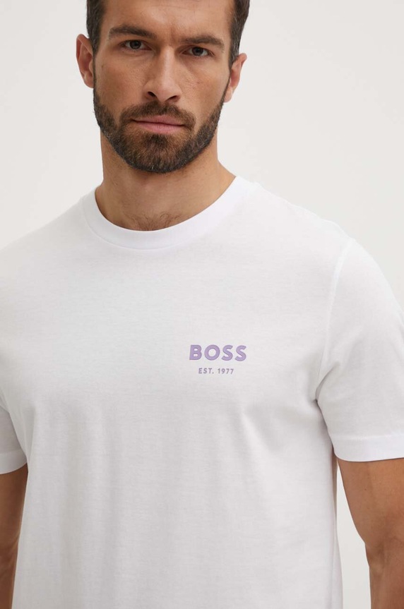 BOSS t-shirt bawełniany nadruk biały 50521209