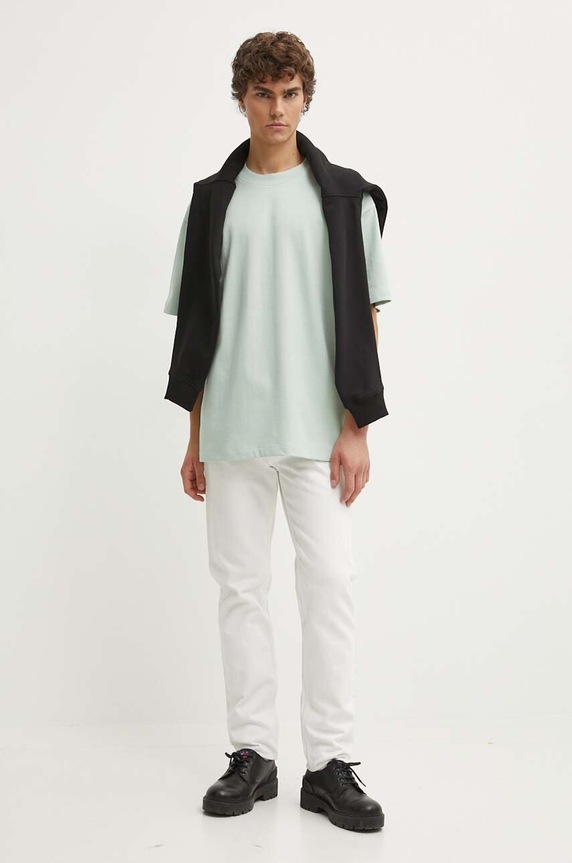 HUGO t-shirt bawełniany 50516664 zielony SS25