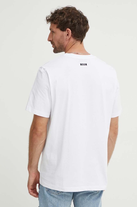Îmbrăcăminte MSGM tricou din bumbac 3740MM111.247798 alb