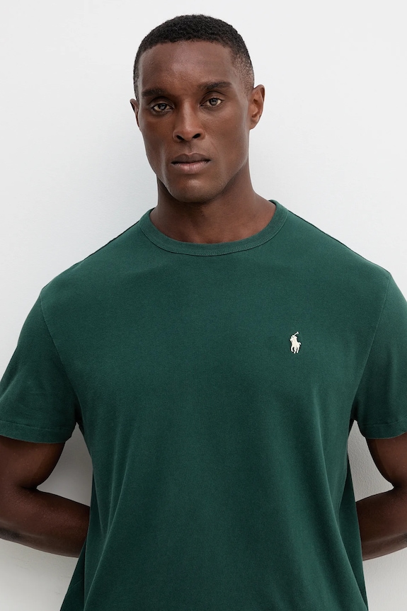 Bombažna kratka majica Polo Ralph Lauren zelena 710916698