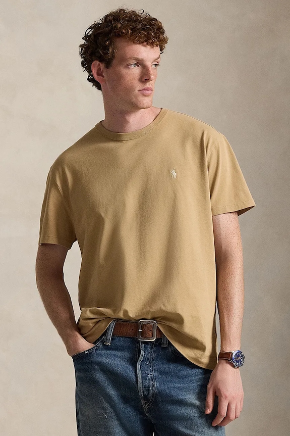 Bavlnené tričko Polo Ralph Lauren jednofarebný hnedá 710916698
