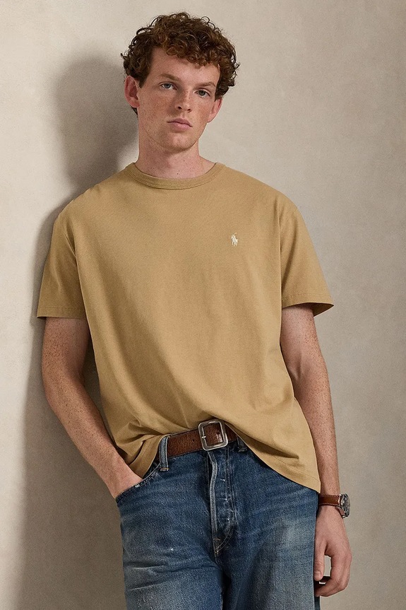 Bavlnené tričko Polo Ralph Lauren hnedá 710916698