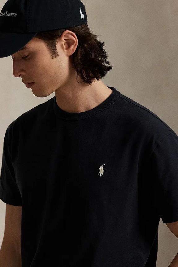 Хлопковая футболка Polo Ralph Lauren чёрный 710916698