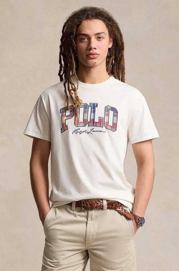 Βαμβακερό μπλουζάκι Polo Ralph Lauren βαμβάκι λευκό 710941855