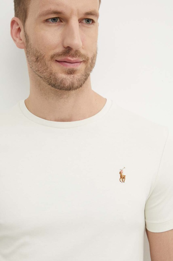 Polo Ralph Lauren T-shirt Ανδρικό βαμβακερό κανονικό μπεζ 710740727