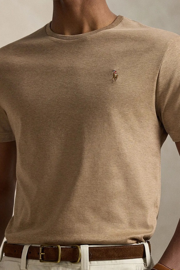 Polo Ralph Lauren t-shirt ανδρικό βαμβακερό καφέ 710740727