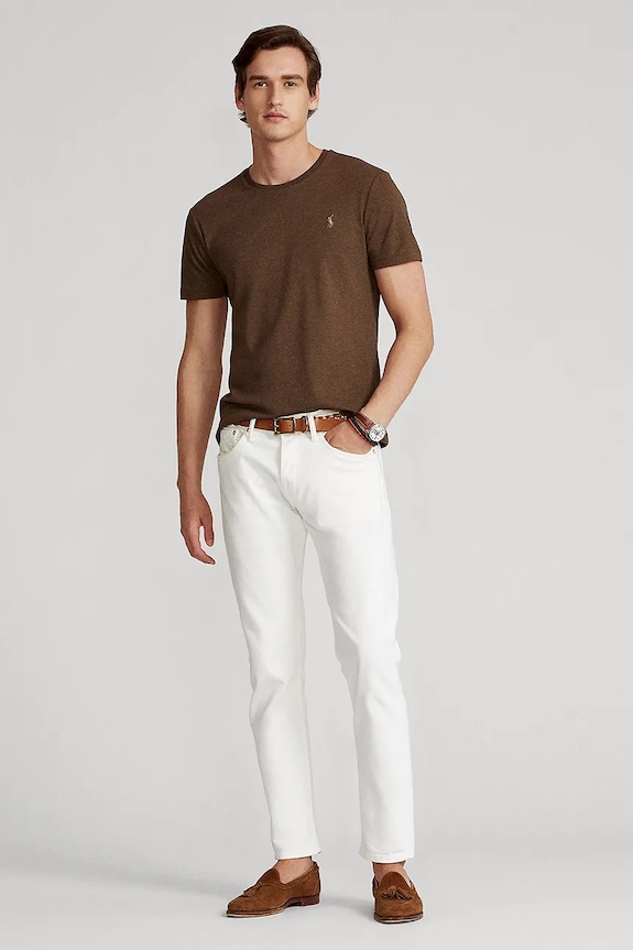 Ρούχα Polo Ralph Lauren t-shirt ανδρικό βαμβακερό 710740727 καφέ